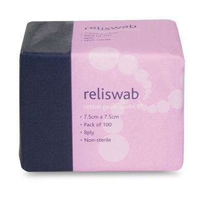 Cotton gauze swabs pack of 100 7.5 x 7.5 cm